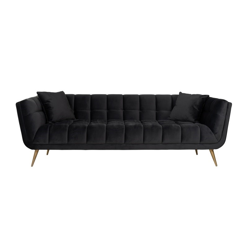 RICHMOND sofa HUXLEY ANTRACIET - welur, szczotkowane złoto