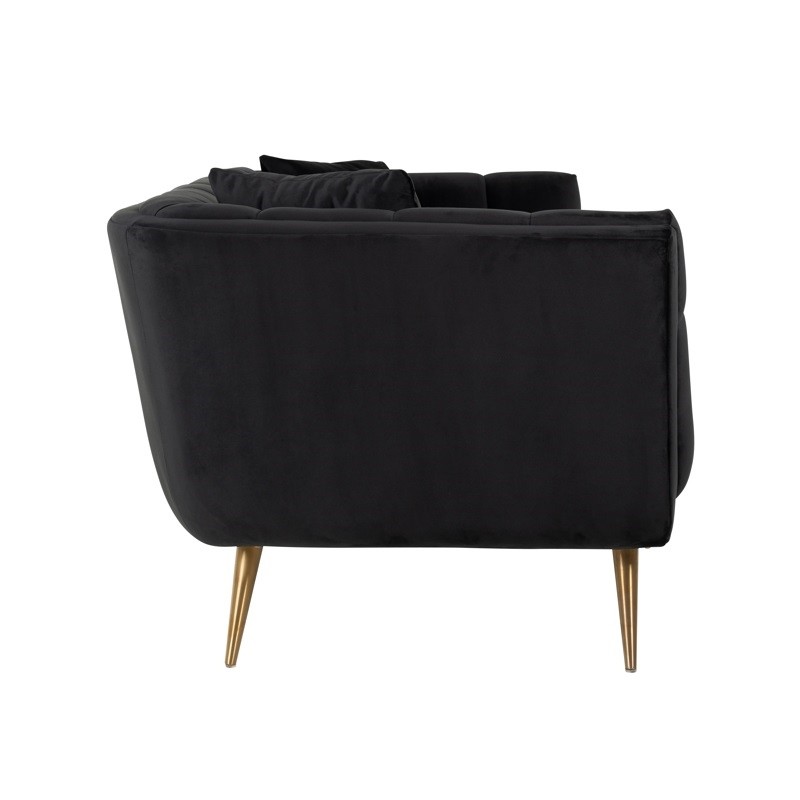 RICHMOND sofa HUXLEY ANTRACIET - welur, szczotkowane złoto