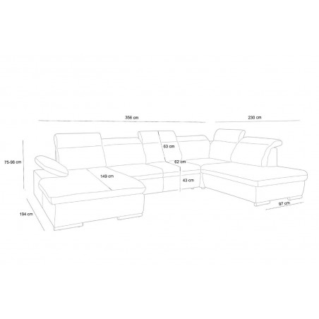 Narożnik NONA L z funkcją spania - I grupa tkanin