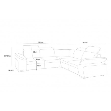 Narożnik CONTINENTAL M z funkcją spania - II grupa tkanin