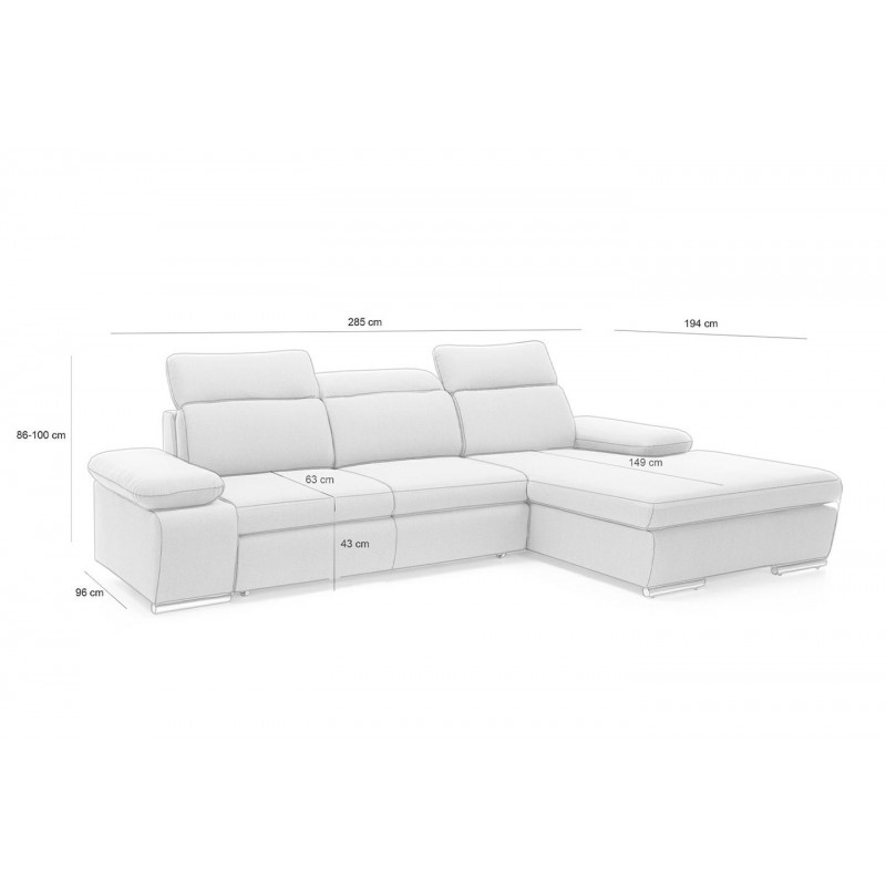 Narożnik NONA M z funkcją spania - I grupa tkanin