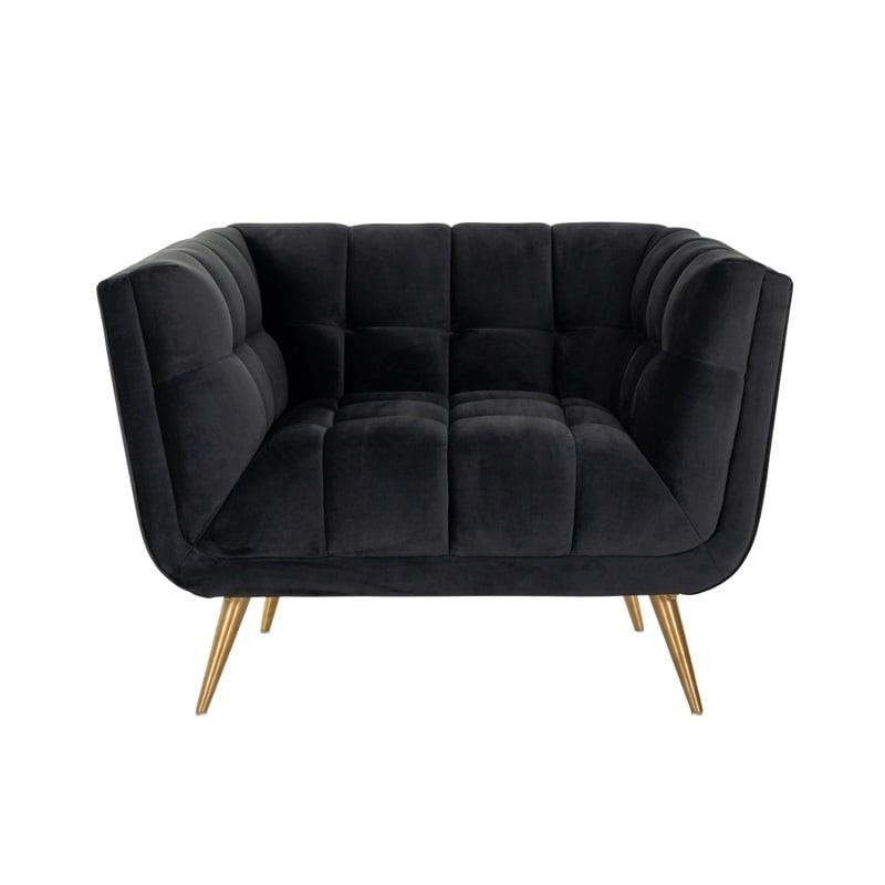 RICHMOND fotel HUXLEY ANTRACIET - welur, szczotkowane złoto