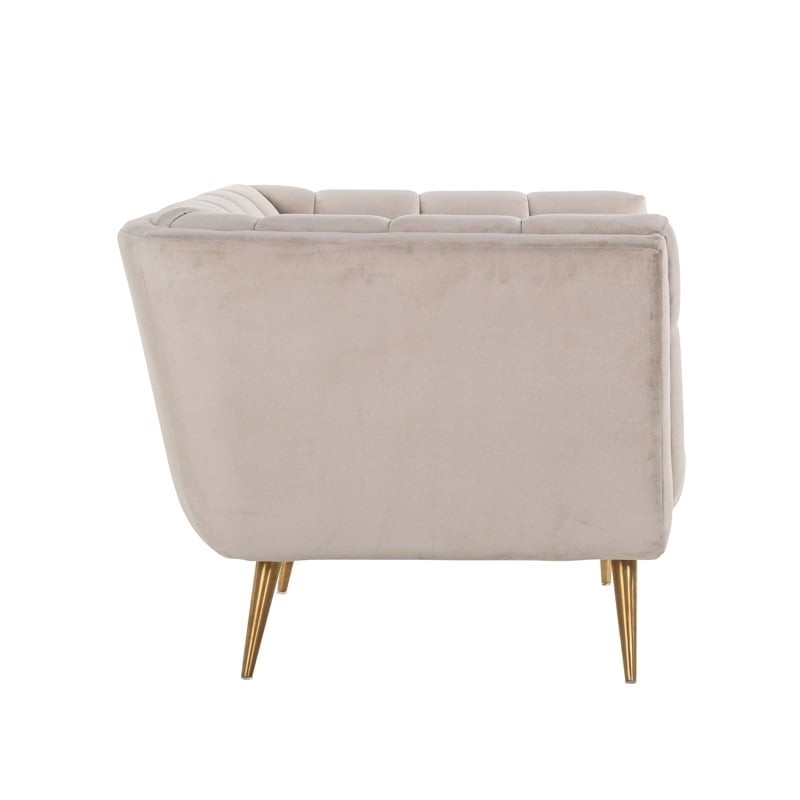 RICHMOND fotel HUXLEY KHAKI - welur, szczotkowane złoto