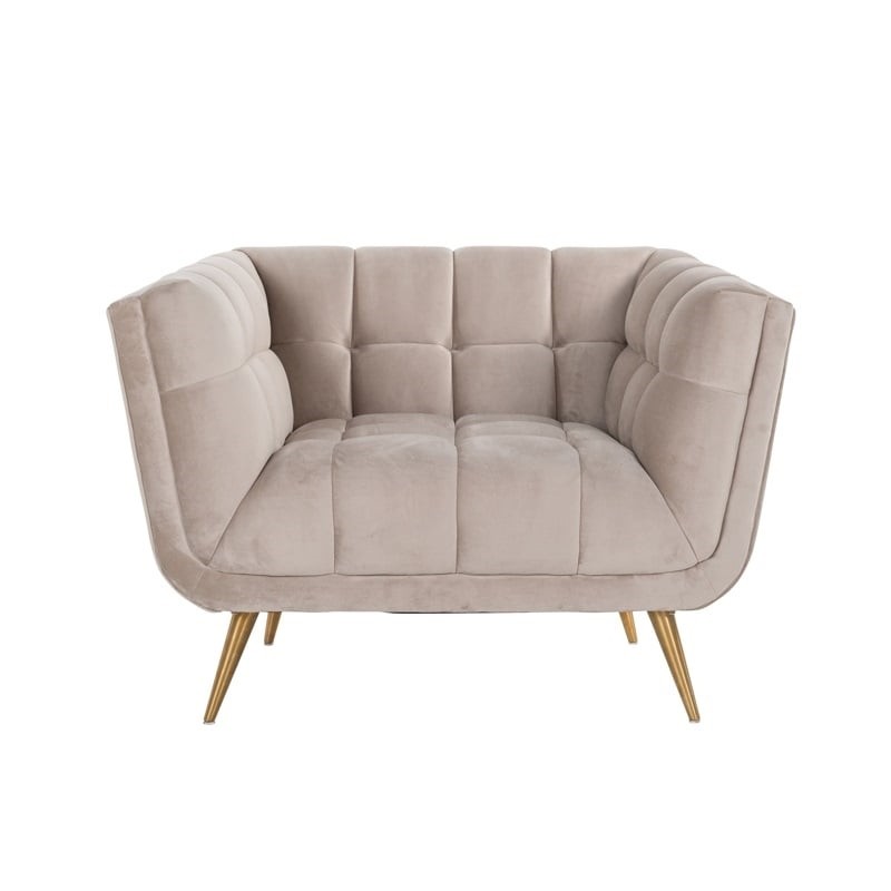 RICHMOND fotel HUXLEY KHAKI - welur, szczotkowane złoto