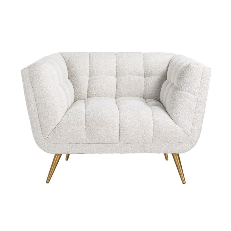 RICHMOND fotel HUXLEY BOUCLE - biały, szczotkowane złoto