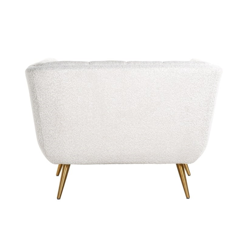 RICHMOND fotel HUXLEY BOUCLE - biały, szczotkowane złoto