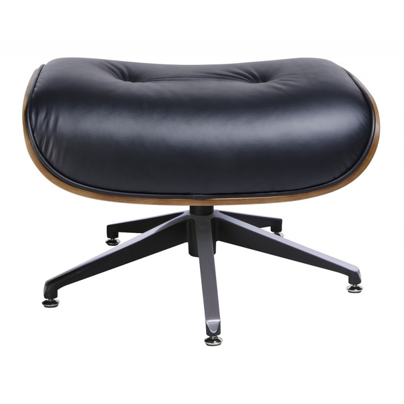 Fotel LOUNGE czarny / róża z podnóżkiem