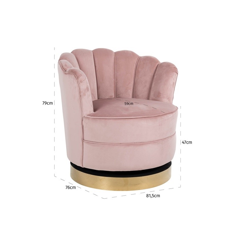 RICHMOND fotel obrotowy MILA PINK VELVET