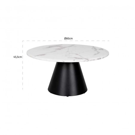 RICHMOND stolik kawowy DEGAS 80 cm - konglomerat imitujący marmur, stal nierdzewna