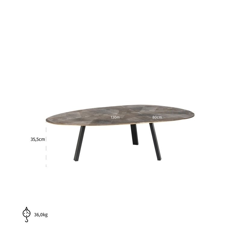 RICHMOND stolik kawowy TULUM - szczotkowane złoto