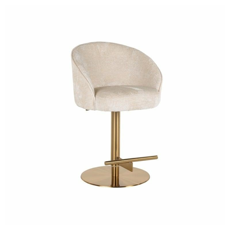 RICHMOND krzesło barowe ZABI regulowane - jasny szenil, złota podstawa
