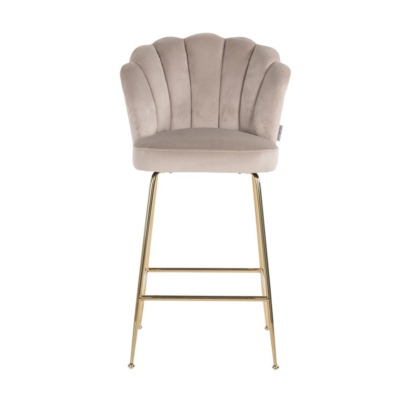 RICHMOND krzesło barowe PIPPA KHAKI 80 - welur, podstawa złota