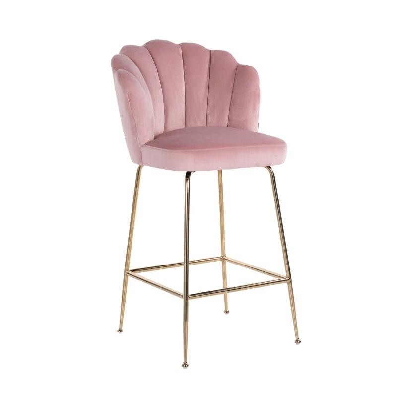 RICHMOND krzesło barowe PIPPA PINK 80 - welur, podstawa złota