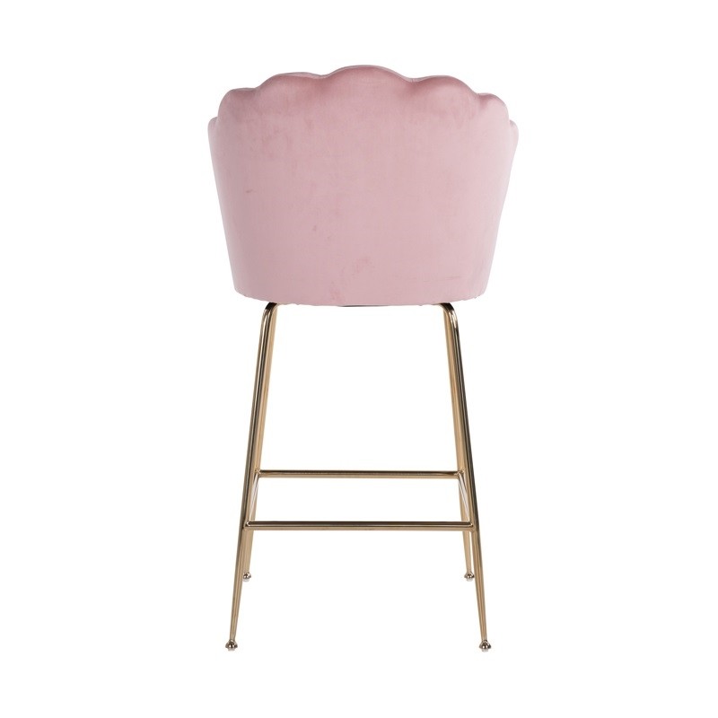 RICHMOND krzesło barowe PIPPA PINK 80 - welur, podstawa złota
