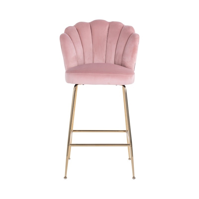 RICHMOND krzesło barowe PIPPA PINK 80 - welur, podstawa złota