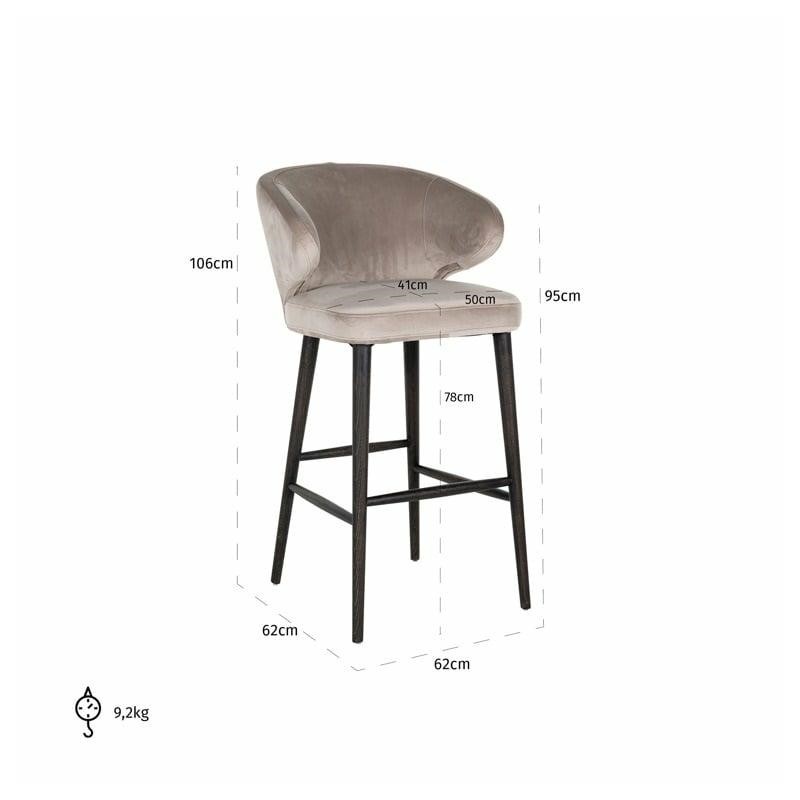 RICHMOND krzesło barowe INDIGO KHAKI 78 - welur