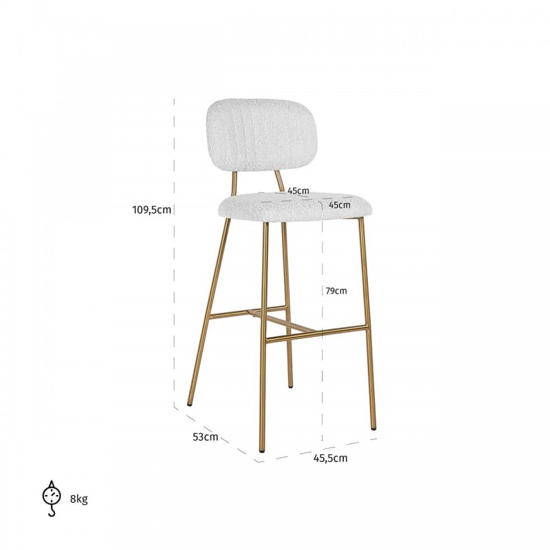 RICHMOND krzesło barowe XENIA WHITE BOUCLÉ białe