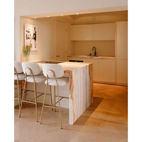 RICHMOND krzesło barowe XENIA WHITE BOUCLÉ białe