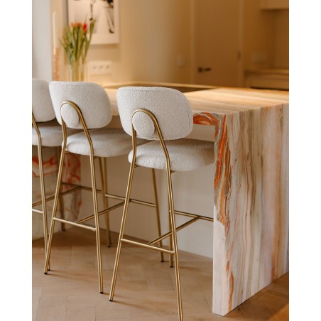 RICHMOND krzesło barowe XENIA WHITE BOUCLÉ białe