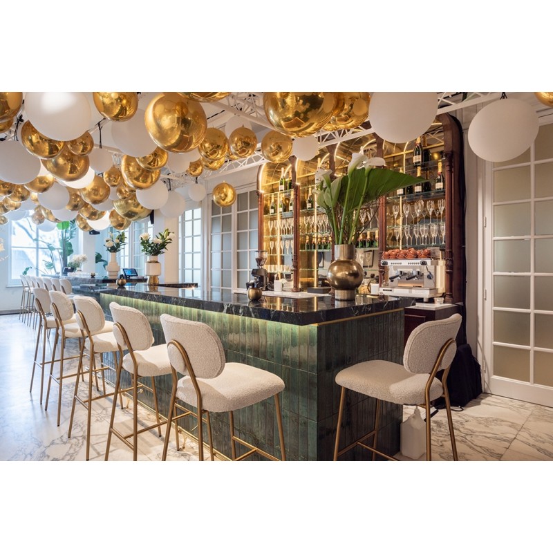 RICHMOND krzesło barowe XENIA WHITE BOUCLÉ białe