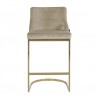 RICHMOND krzesło barowe BOLTON 75 khaki - welur, złota podstawa