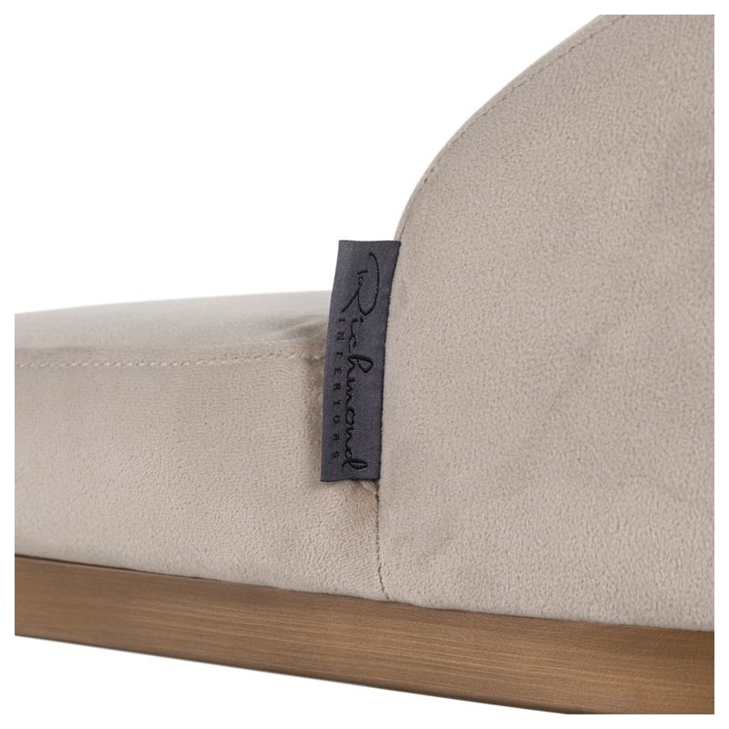 RICHMOND krzesło barowe BOLTON 76 khaki - welur, złota podstawa