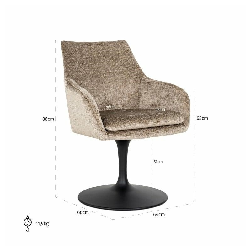 RICHMOND krzesło obrotowe MARLON ciemnobeżowe