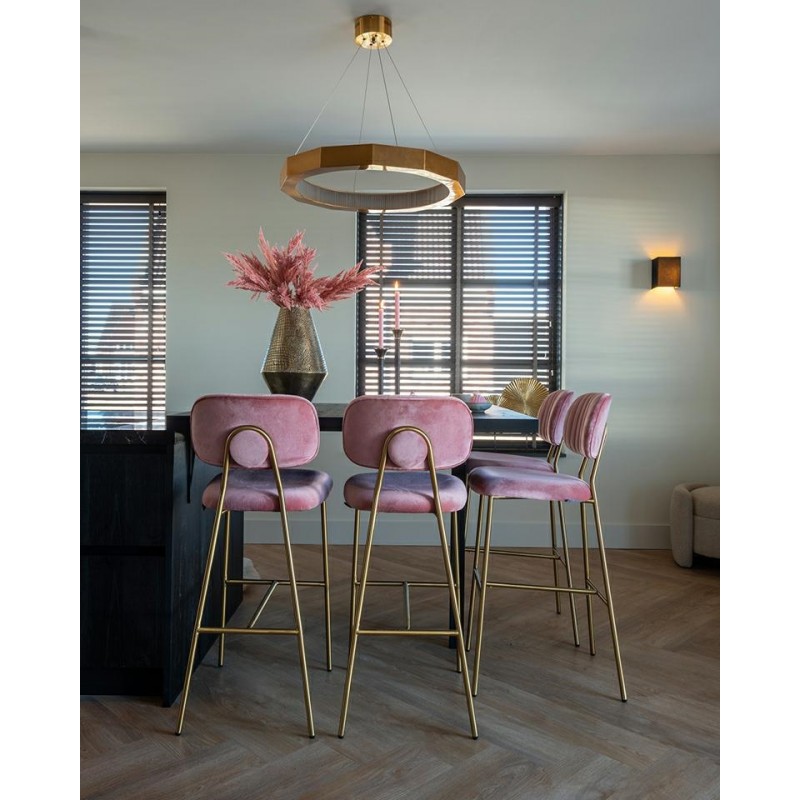 RICHMOND krzesło barowe BLUSHED VELVET różowe