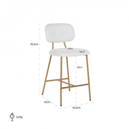 RICHMOND krzesło barowe XENIA 65 cm WHITE BOUCLÉ białe