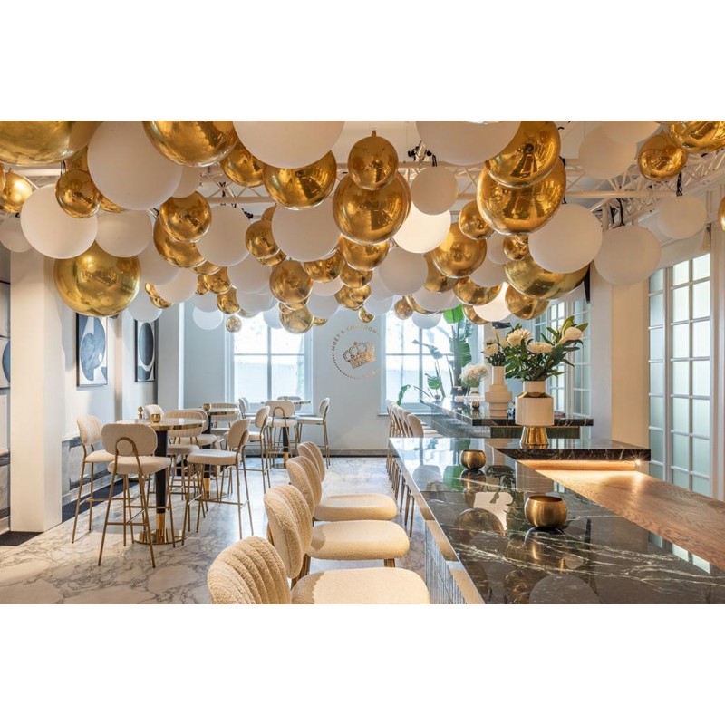 RICHMOND krzesło barowe XENIA 65 cm WHITE BOUCLÉ białe