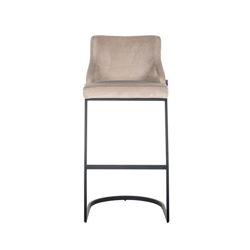 RICHMOND krzesło barowe BOLTON 76 khaki - welur, czarna podstawa