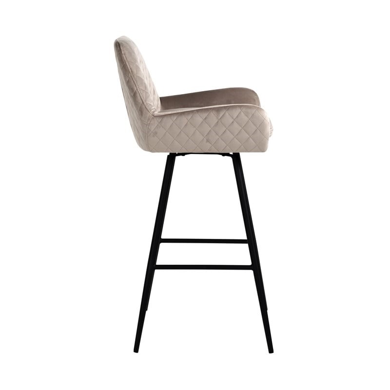 RICHMOND krzesło barowe LINSEY obrotowe - khaki, welur