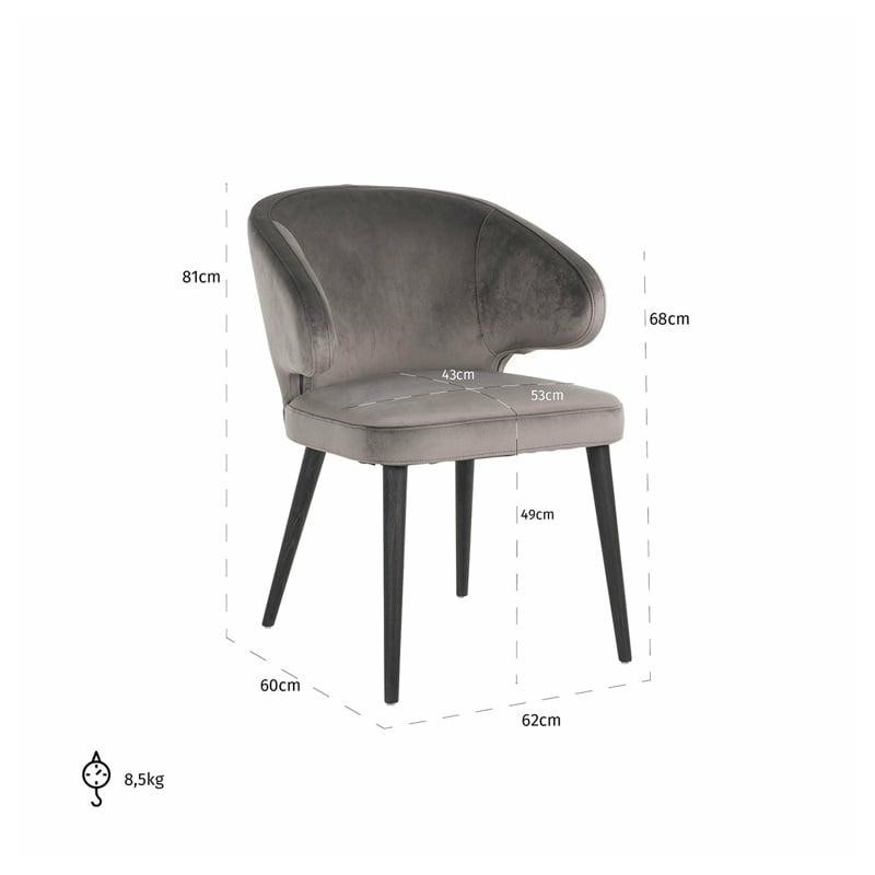 RICHMOND krzesło INDIGO STONE - welur