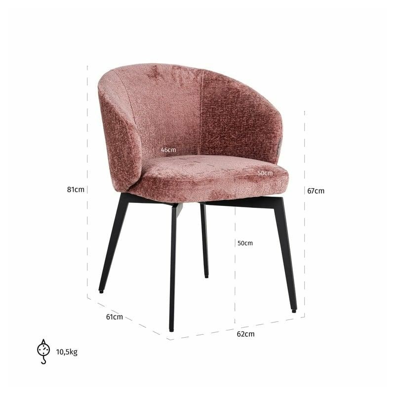 RICHMOND krzesło AMPHARA różowe - trudnopalne