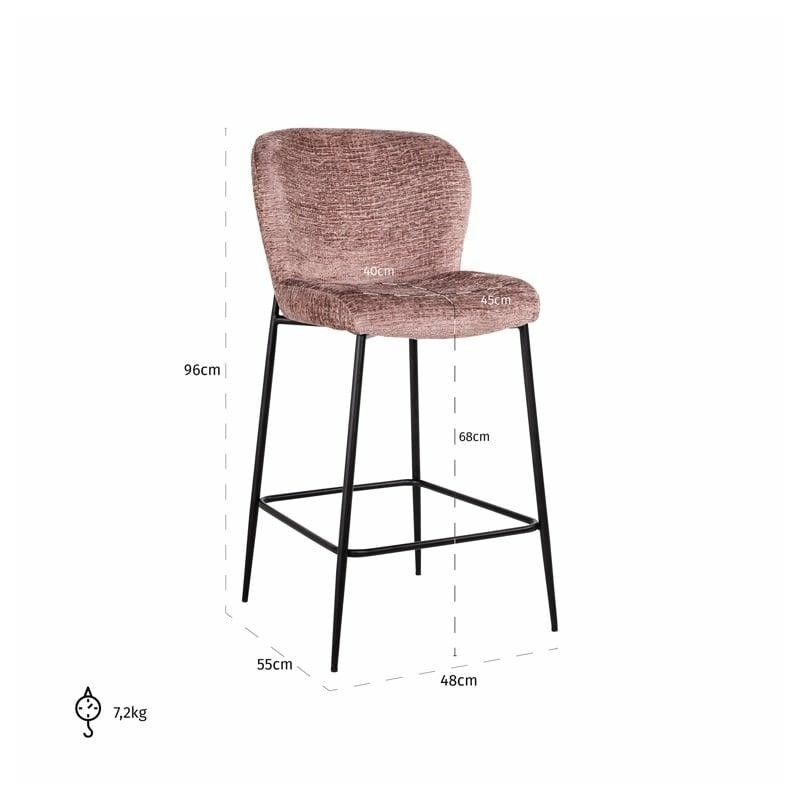 RICHMOND krzesło barowe DARBY 68 różowe - trudnopalne