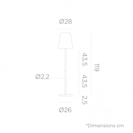 NEW GARDEN lampa podłogowa LOLA SLIM 120 SOLAR & BATTERY rose gold