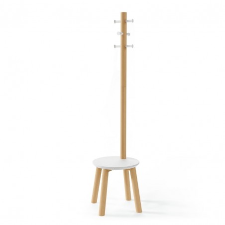 UMBRA stołek i wieszak na ubrania PILLAR biały / naturalny