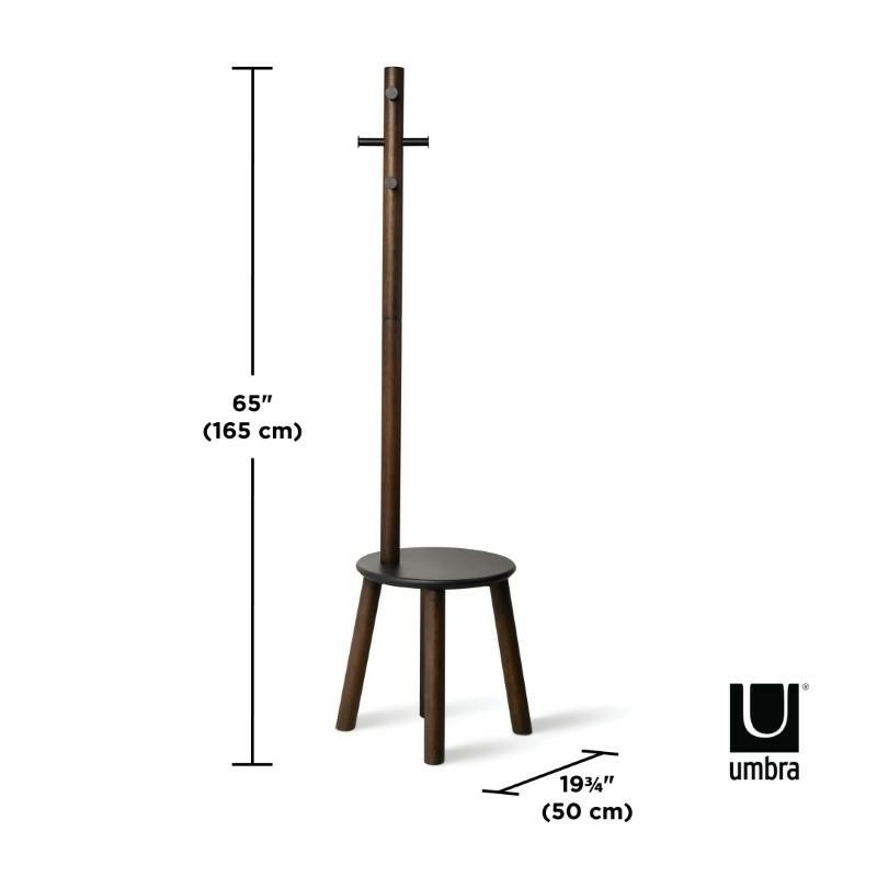 UMBRA wieszak ze stołkiem PILLAR - czarny orzech
