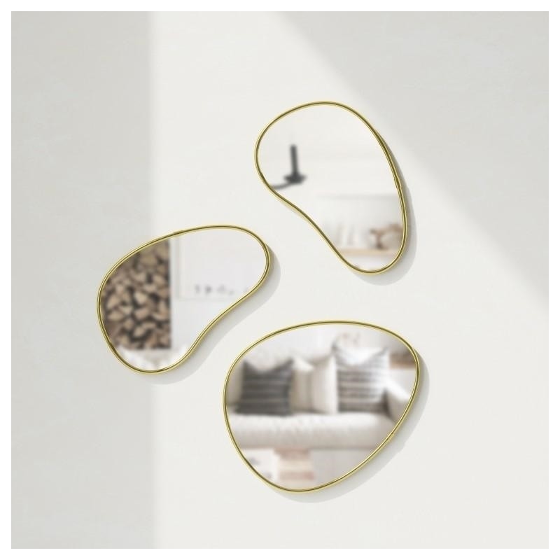 UMBRA zestaw trzech luster HUBBA złote