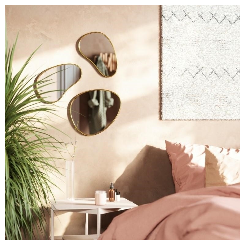 UMBRA zestaw trzech luster HUBBA złote