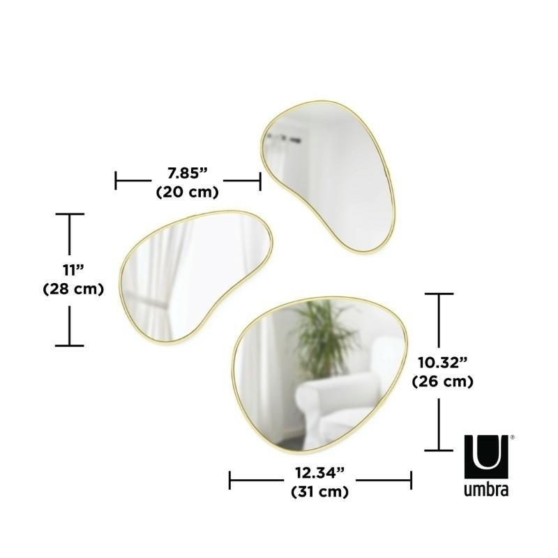 UMBRA zestaw trzech luster HUBBA złote