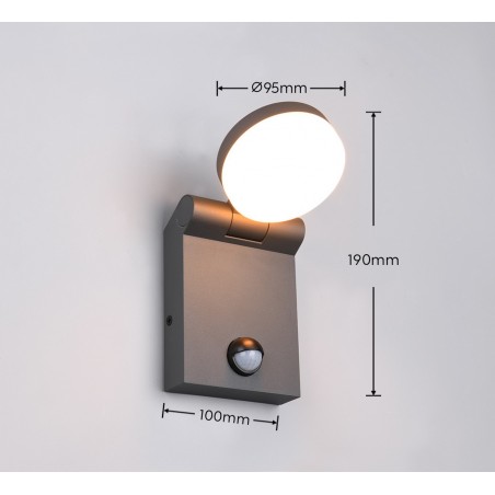 Trio Lampa zewnętrzna ścienna ADOUR - CZUJNIK RUCHU 245569142 antracyt