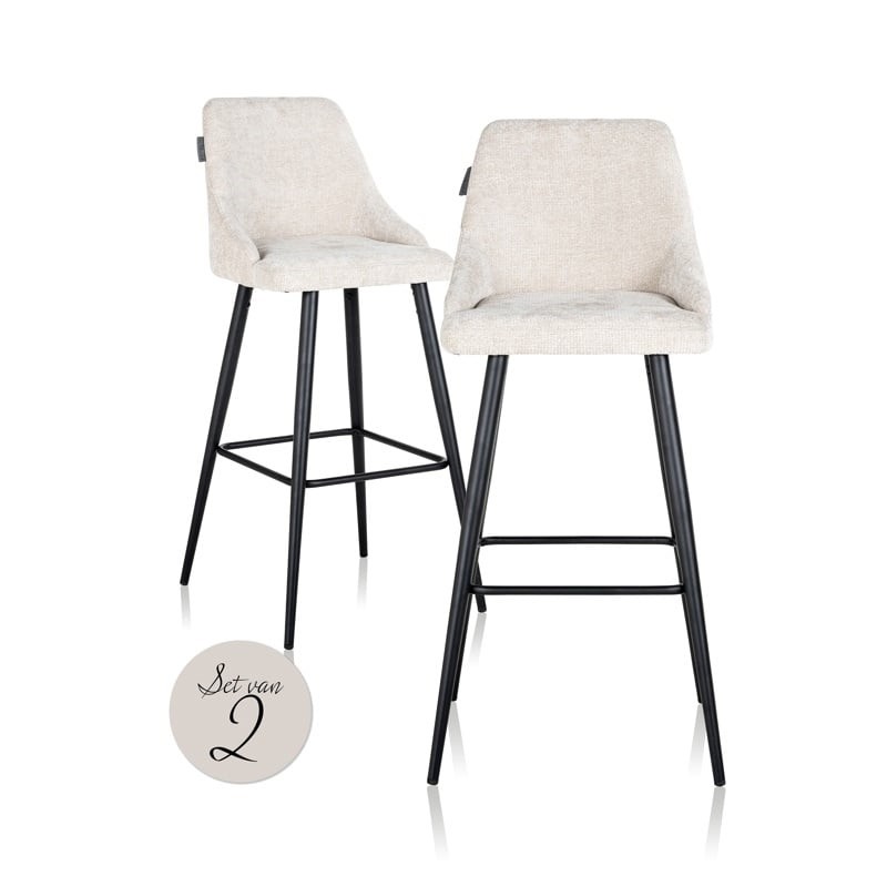 RICHMOND zestaw krzeseł barowych BROOKE 78 jasny beż - 2 sztuki