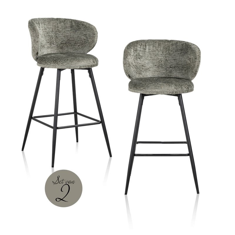 RICHMOND zestaw 2 krzeseł barowych MIMI zielony