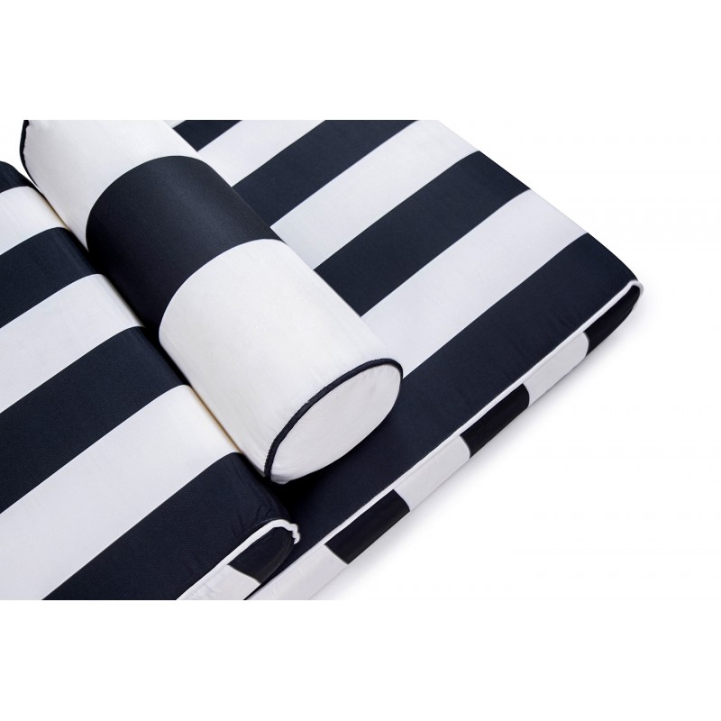 Zestaw ogrodowy AZURE leżak z materacem  i poduszką biało-czarny