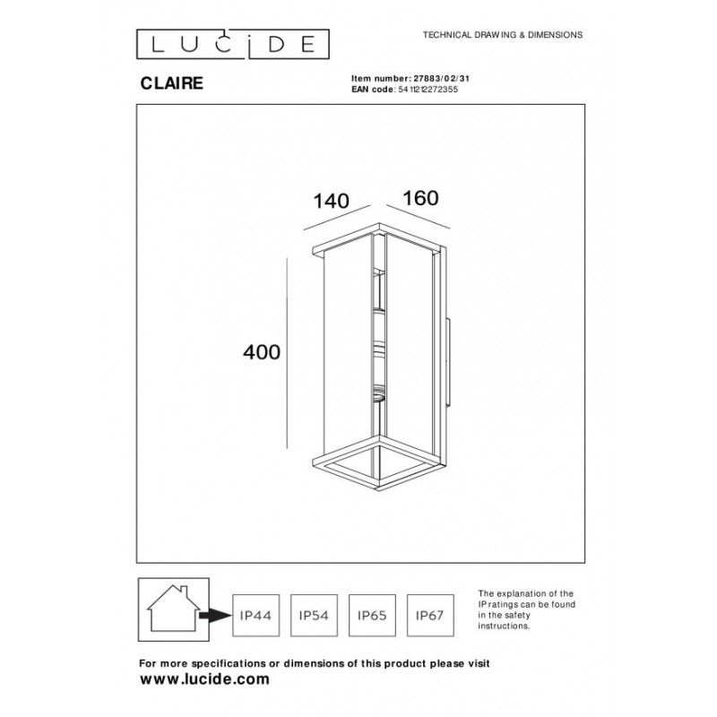 Lucide Lampa zewnętrzna ścienna CLAIRE 27883/02/31 biały