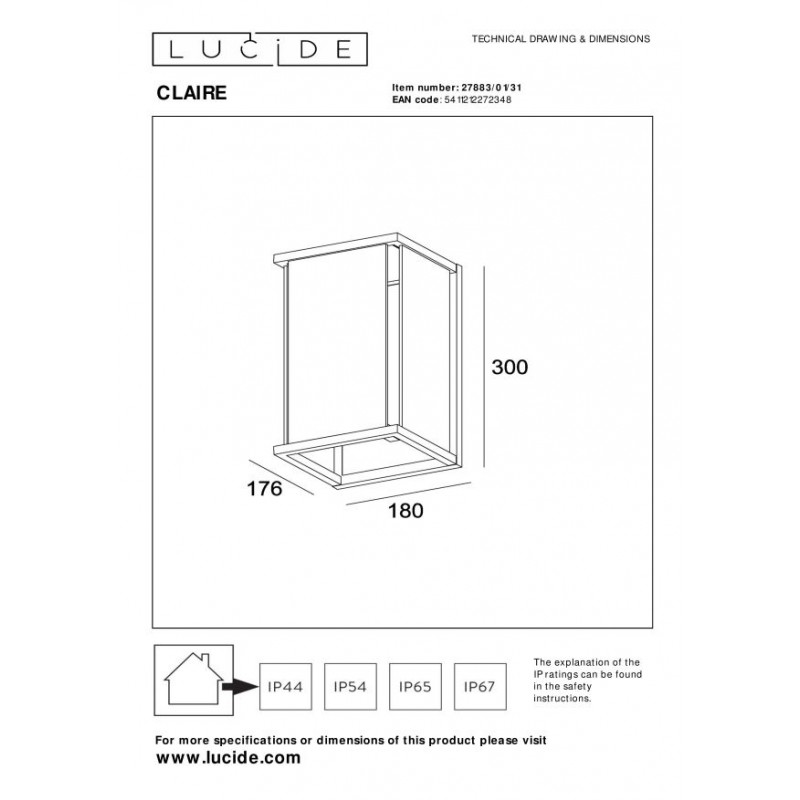 Lucide Lampa zewnętrzna ścienna CLAIRE 27883/01/31 biały