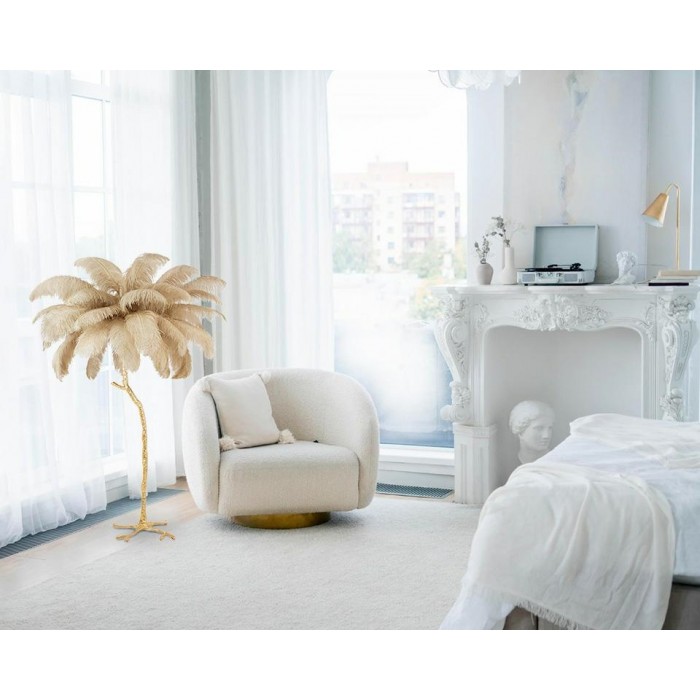 Lampa podłogowa TIFFANY 175 beżowa  mosiądz /...