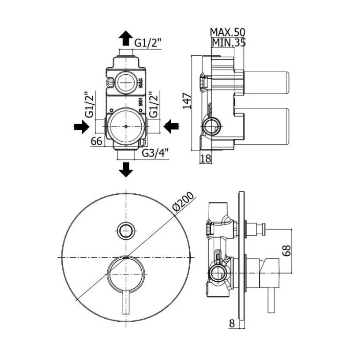 Paffoni Light Zestaw natryskowy podtynkowy z...