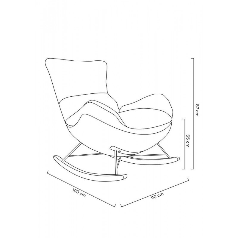 Fotel bujany OTILIA brązowa pepitka -  drewniane płozy, ekoskóra